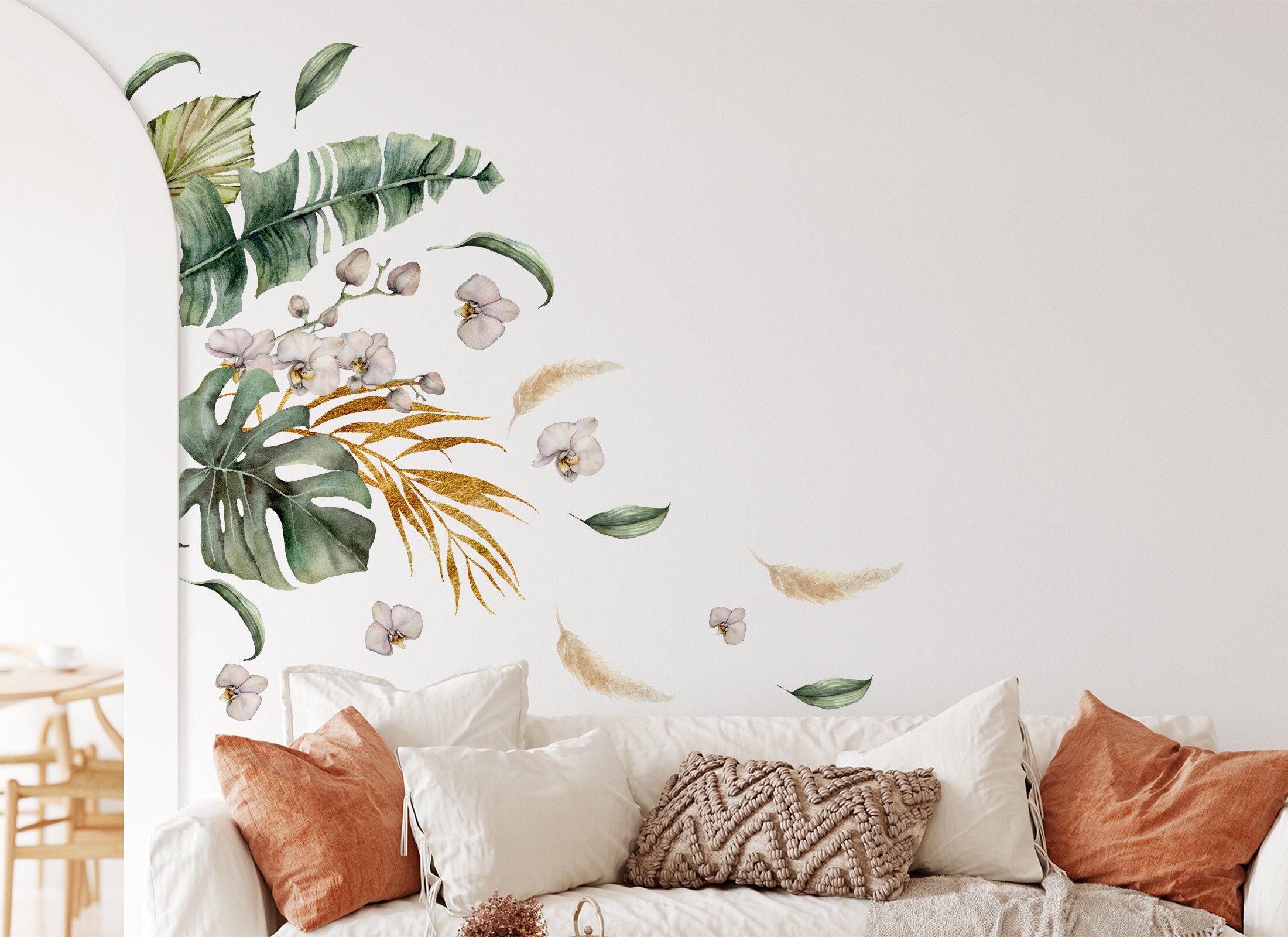 Boho Wall Decals Boho Leaves Wall Decals Watercolor Etsy Australia