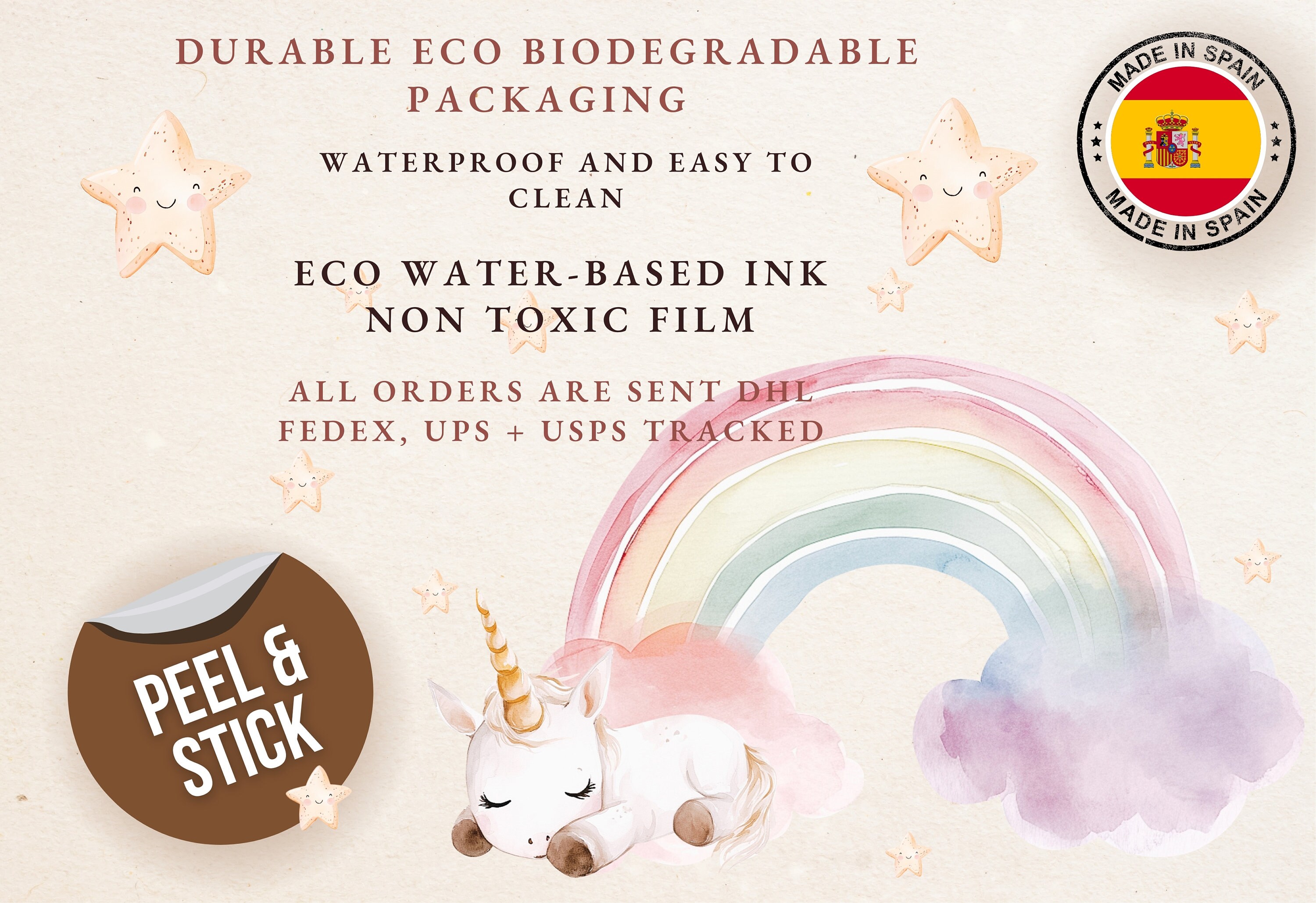 Adesivo Murale Unicorno Pastello Arcobaleno Per Cameretta – Nikima – 6 Misure – Made In Germany