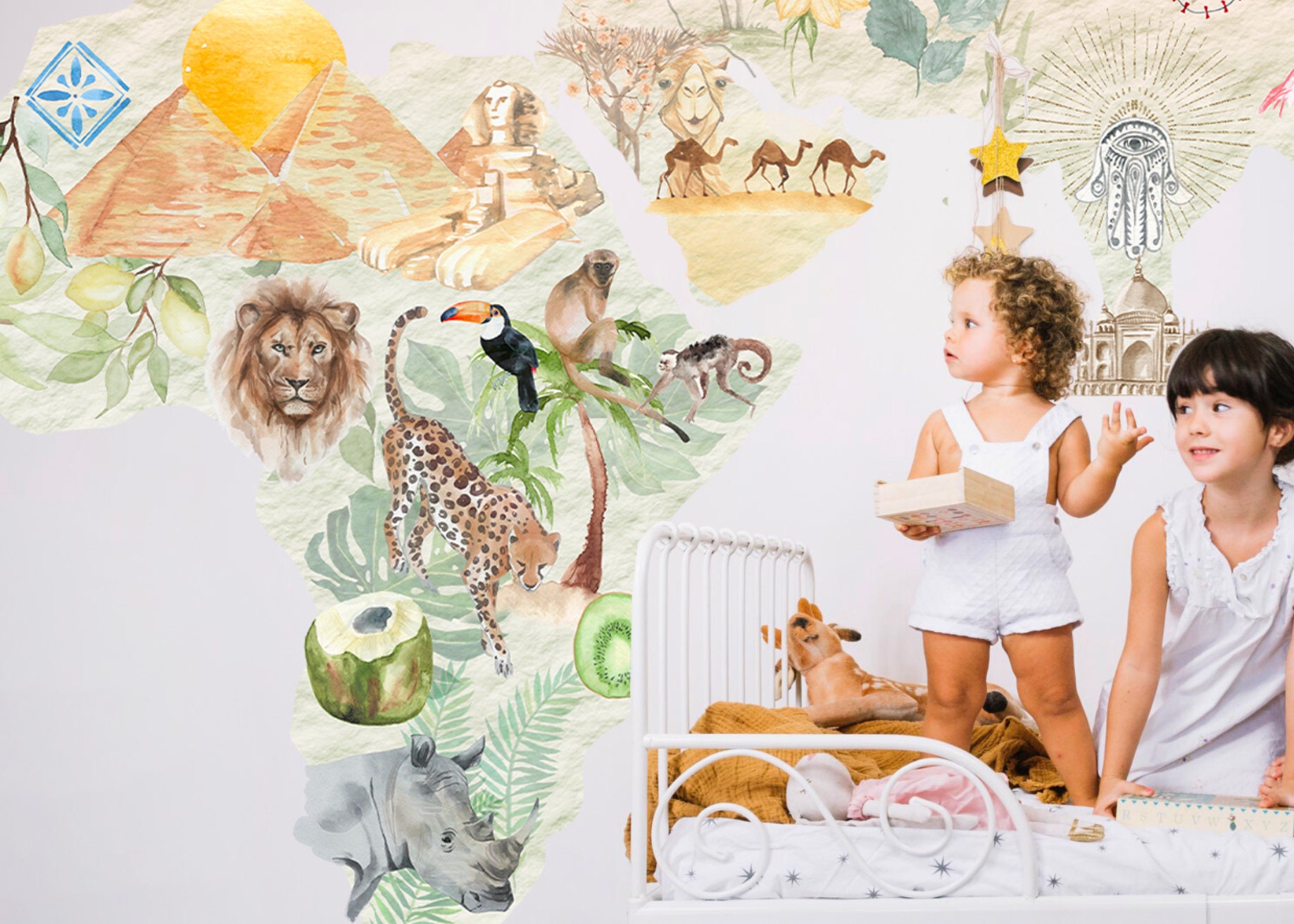 ANIMAL WORLD MAP Wall Decal for Kids Room Nursery Wall Etsy