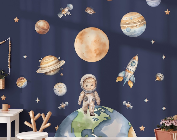 Space Wall Decals for Cosmic Kid's Room | Rocket - Ship - Solar System - Astronaut