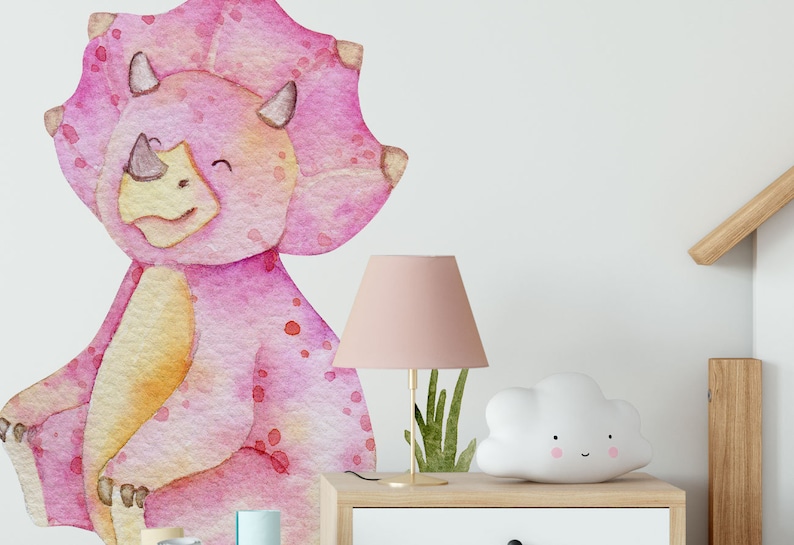 190 Elements Pink Dinosaur Wall Decals for Girls Room Etsy
