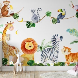 Jungle Animal Nursery Wall Decal Animals Stickers for Wall Safari Animals Decal Zoo Animal Decals Nursery Wall Decor image 1