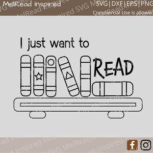 ただ読みたい svg - 読書 svg - 本 svg - 本棚 svg - Cricut 用カットファイル - Silhouette 用カットファイル