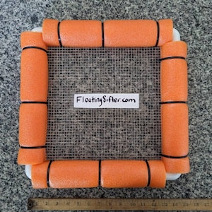 Square Floating Sifter w/ Your Choice of Industry Standard 1/4&quot; Screen Holes or 1/8&quot; Screen Holes (for the tiny shark teeth)