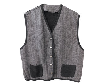 Cardigan des années 80 en laine à chevrons/Cardigan unisexe/Cardigan court/Veste courte/Cardigan BCBG/Cardigan rétro