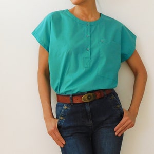 80s Green Blouse/Vintage Green Blouse/Vintage 80s Summer Blouse
