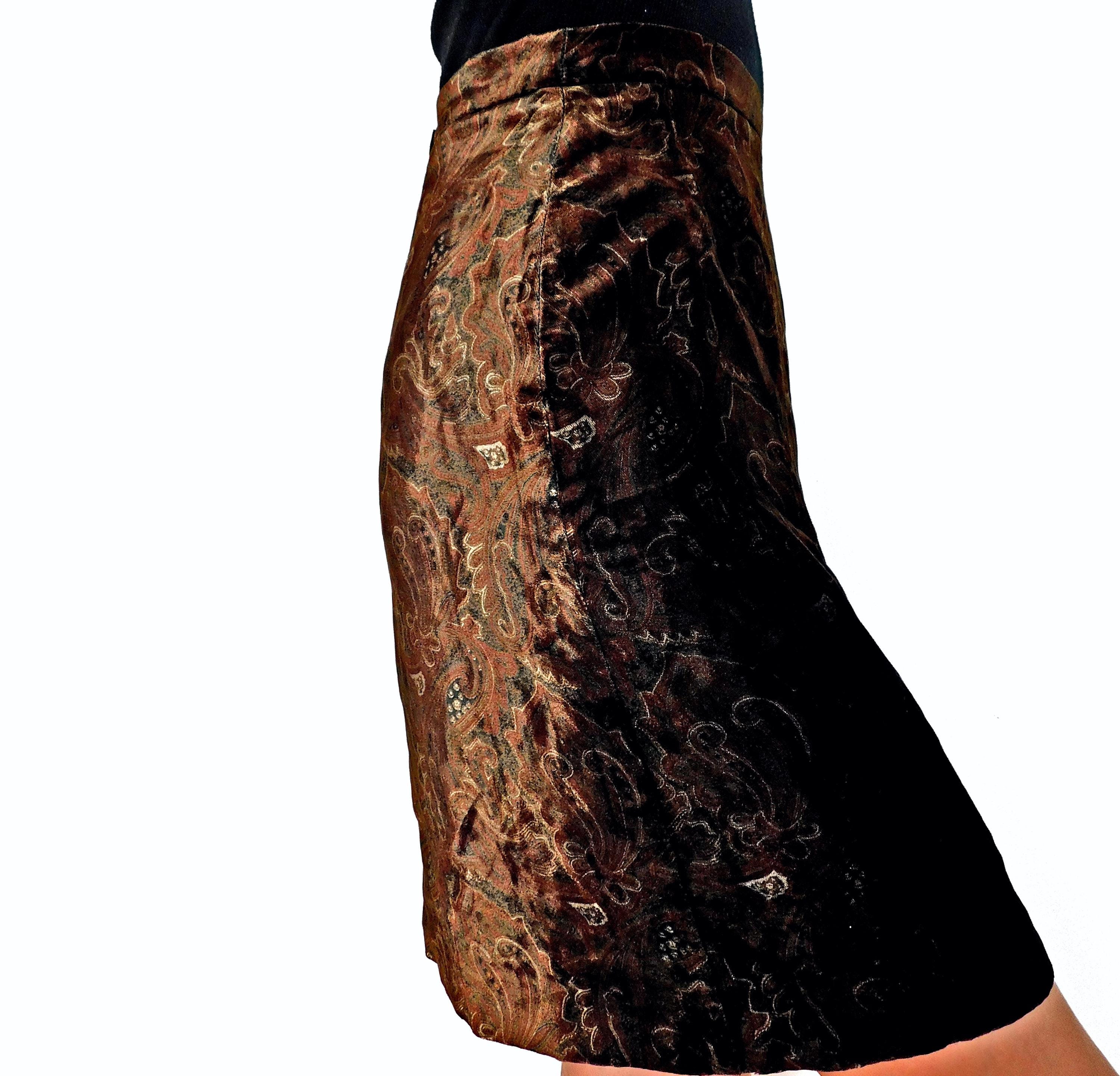 Jupe Portefeuille Max Mara En Laine Et Soie - Imprimé Paisley Exotique - Taille 44 FR - Parfait état - Occasion Chic