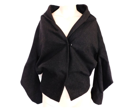 80s Black Wool Blazer/Deconstructed Blazer/Stateme