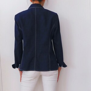 WEILL / Blue Linen Blazer / Cruise Style Blazer / Summer Blazzer / Français vintage / Sailor Blazer / Preppy Jacket image 4