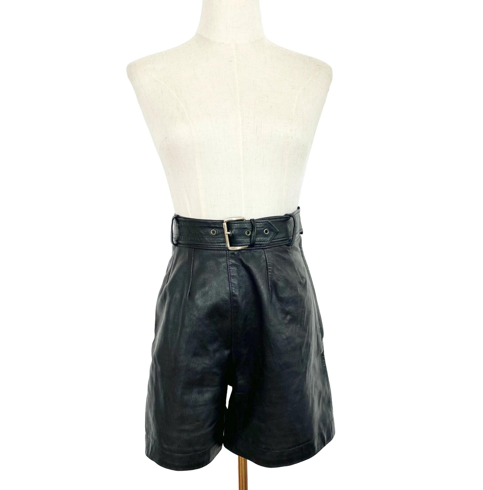 パンツ 80's Vintage Black Leather Short Pants 80s Leather Shorts - Etsy