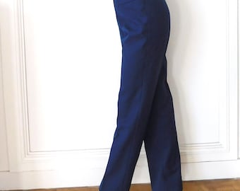 Pantalon en laine bleu marine des années 80/Pantalon militaire français vintage/Pantalon Militer vintage/Pantalon marin vintage/Pantalon sur mesure unisexe