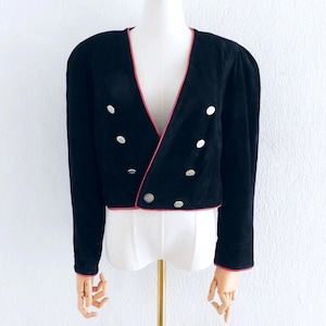 Vintage 80s Black Suede Jacket, Vintage Crop Jacket , Vintage Leather Jacket