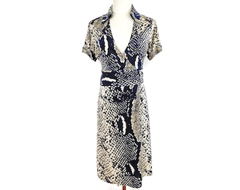 Vintage DIANE von FURSTENBERG Wrap Dress, Silk Dress, Snake Print Dress, Vintage Designer Dress,