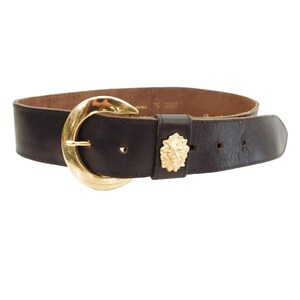 Ceinture Élastique Vintage Années 80/90 - Boucle Baroque Dorée - Taille M - Large - Élasthanne Et Métal