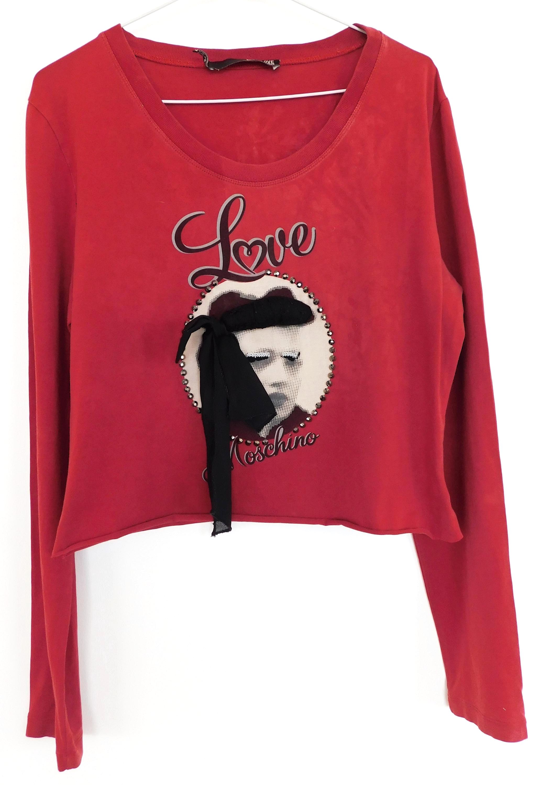 モスキーノ ヴィンテージ、長袖トップス、レッドトップス、スタッズ