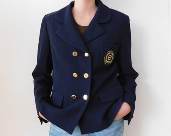 Vintage Blazer ELECTRE/Double Breasted Blazer/Navy Blue Blazer/Veste Preppy/Sport Blazer/French Vintage/Preppy Blazer