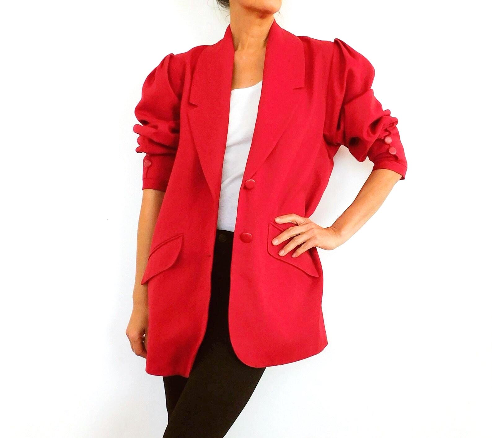 Jeanine Motyka/ Red Wool Blazer/Vtg 80s French Look Paris/ Oversized Blazer