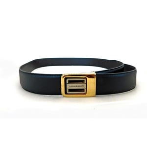 Vintage Pierre Balmain Black Leather Belt, 90s Men Belt  display picture 3