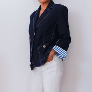 WEILL / Blue Linen Blazer / Cruise Style Blazer / Summer Blazzer / Français vintage / Sailor Blazer / Preppy Jacket image 5