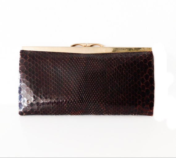 50s Snake Skin Clutch/ Vintage Leather Bag/Vintage