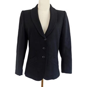 80s Wool Cashmire Black Blazer, Fitted Cashmire Jacket, Woman Wool Blazer