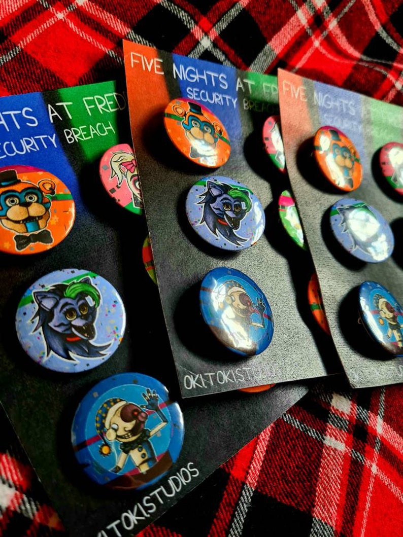 FNAF Security Breach Inspired Pin Badges and Sets Etsy UK