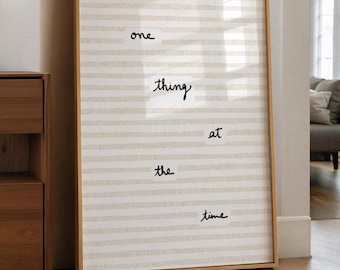one thing at the time, Tiny Handwritten Quote Print, Office Desk Wall Art, Focus Productivity Gift
