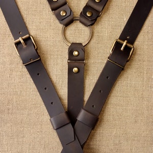 Leather Suspenders Wedding suspenders Dark Brown Braces Men's rustic groom suspenders Party accessories Gifts for men Retro style