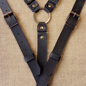 Suspenders Black Leather Suspenders Wedding Suspenders with ring Groom Suspenders Party Accessories Men&#39;s suspenders Thanksgiving Day