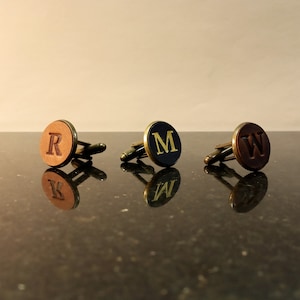 Leather Cufflinks Personalized Cufflinks Monogram Gift Cufflinks for Groom Gifts for Men Anniversary Gift Wedding Gift Initial cufflinks