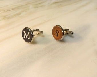 Leather cufflinks Silver Leather Personalized Cufflinks Groomsmen gift Personalized gift Gifts for men Anniversary gift Wedding gift Custom