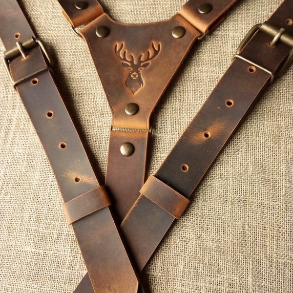 Bretelles en cuir mariage personnalisées bretelles rustiques accessoires de fête cadeaux pour hommes bretelles pour le marié cadeau pour père largeur 2,5 cm