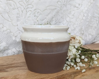 Vintage Cream and Brown Ceramic Vase