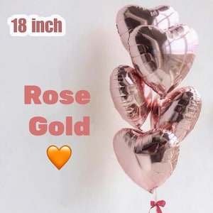 18in Rose Gold Heart Shape Balloons, Star Shape Balloons, Party Balloons Decorations, Valentines Balloon, Wedding Heart Shape Balloons