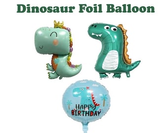 Balões de folha de dinossauro enorme, balões de folha de dinossauro em formato redondo, decoração de festa de aniversário infantil, festa temática de dinossauro