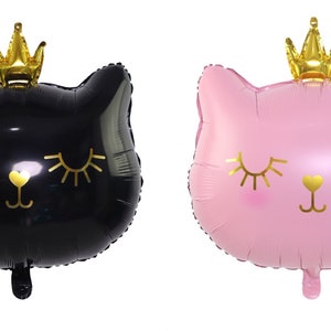 Kitty Cat Cure balloon, Cat Princess Balloon, Kitten Balloon, Pink Kitty Cat Theme Birthday Balloon, Black Kitty decorations