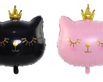 Kitty Cat Cure balloon, Cat Princess Balloon, Kitten Balloon, Pink Kitty Cat Theme Birthday Balloon, Black Kitty decorations