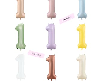 Globo gigante de 40 pulgadas con número para primer cumpleaños, globo con número de hueso de arena blanca, globo con número de color rosa bebé, azul y verde, globo con número de cumpleaños