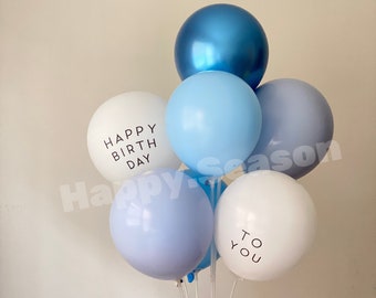 Blue Set Double Layer Happy Birthday Set Balloons For Birthday Party, Boys Birthday Balloons, Baby Boy, Happy Birthday Blue Balloons For Kid