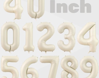 40 Inch White Sand Jumbo Balloon, Giant Cream Number Balloon, Beige Number Balloon, Balloons For Birthday Party, Photo Shoot, Graduation