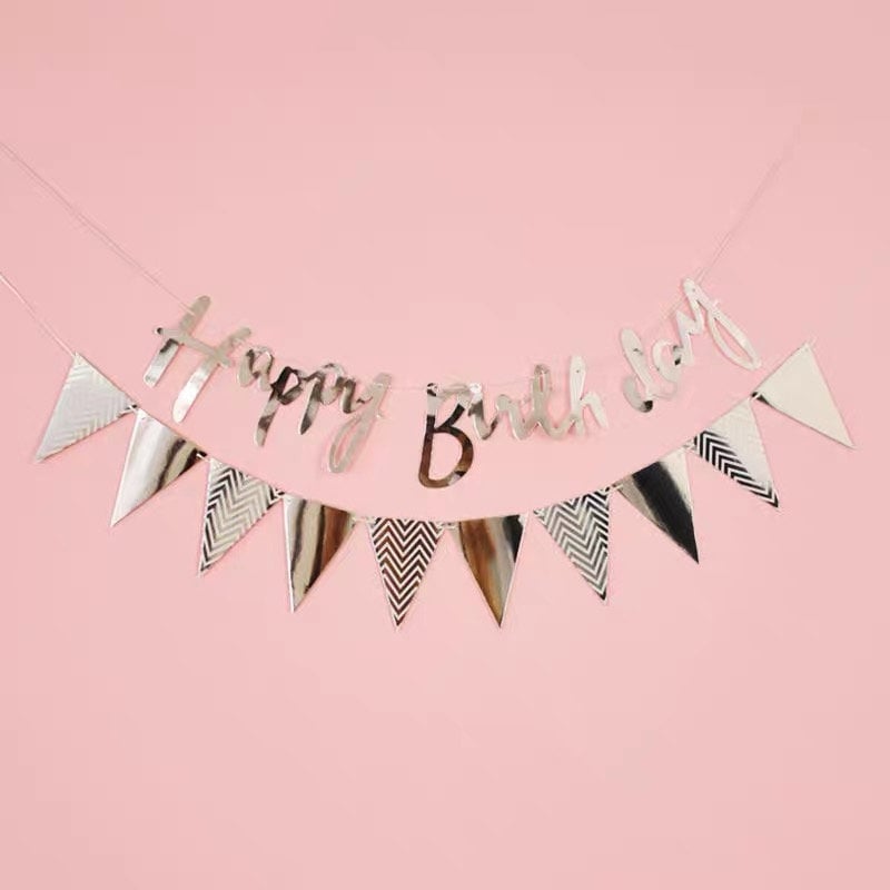 Happy Birthday Banner, Triangle Banner Decor, Birthday Party Banner