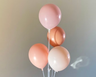 Matte Pastel Candy Pink Peach Double Stuffed Set Balloons For Birthday Party, Baby Shower, Sweet 16 Party Decoration, Bachelor Party Wedding