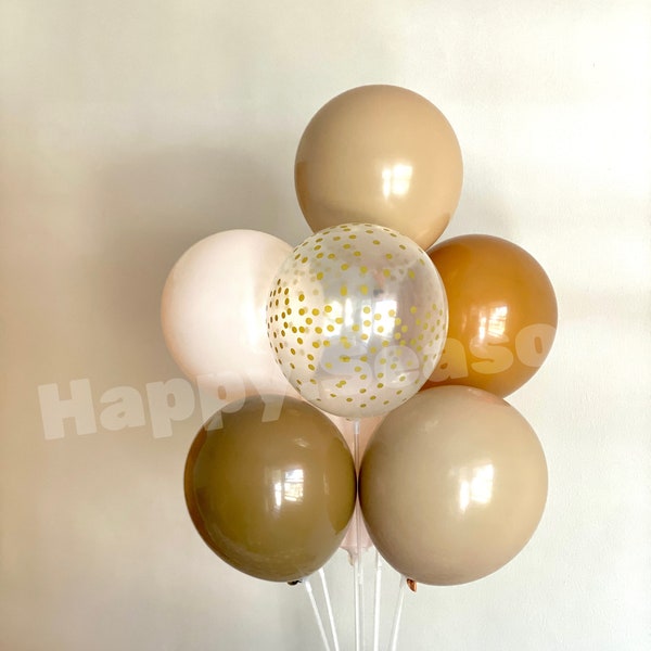 Nude Cream Coffee Earth Tone Color Set Balloons Double Layer, Minimalist Party Balloons, Nude Elegant Color Set Balloons For Party