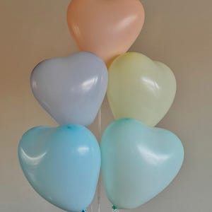Valentine&#39;s Day Decor Balloon, Pastel Color Heart Shaped Balloons, Anniversary Decor Balloon, Love Heart Balloon, Birthday Decor Balloons