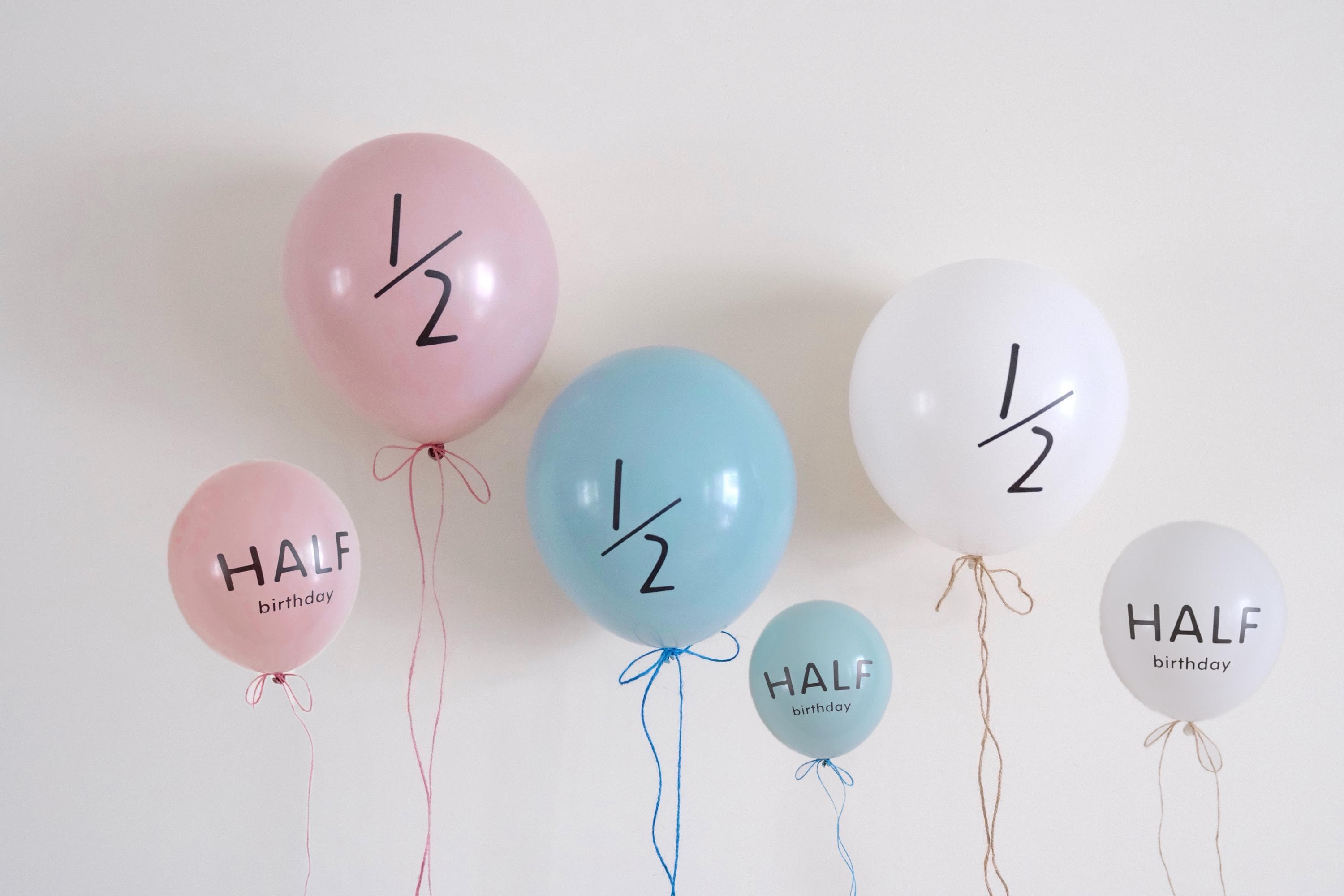 Baby Half Birthday Balloon, Half way to one balloon, 1/2 Birthday Balloon, Baby Girl Half Birthday Pink Balloon, Baby Blue Half Birthday