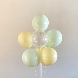 Pastel Yellow Green Double Layer Colors Balloon Set, Creamy Green Yellow Balloon For Baby Shower, Creamy Balloon For Baby Kid Birthday Party