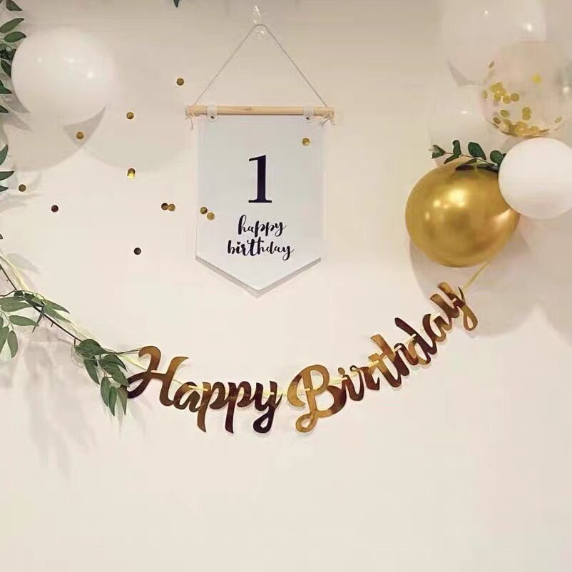 Happy Birthday Banner Rosa Mit Gold – Wimpelkette Für Geburtstagsdeko, Ca. 2,7 M Lang, 13 Buchstabenkarten