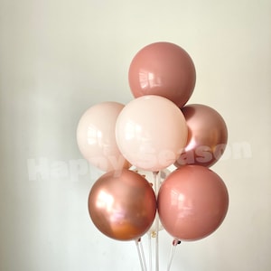 Rose Gold Dusty Rosa Weiß Set Doppellagiges Happy Birthday Set Luftballons für Geburtstagsfeier, Junggesellinnenabzug, Brautparty, Babyparty