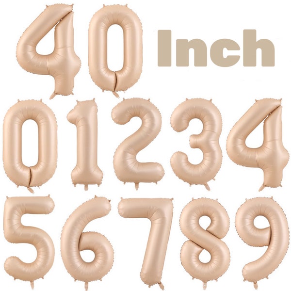 40 Inch Caramel Jumbo Number Balloons, Creamy Caramel Huge Giant Number Balloons For Birthday Party, Photo Shoot, Graduation, Big Size