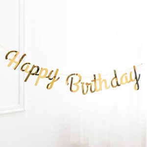 Happy Birthday Banner Gold/Silver/Rose Gold Decorations Party Supplies, Happy Birthday To You, Party Decor For Kids Adults